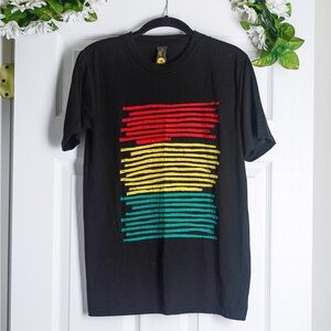 Black T shirt with Red Yellow Green Ribbon Design